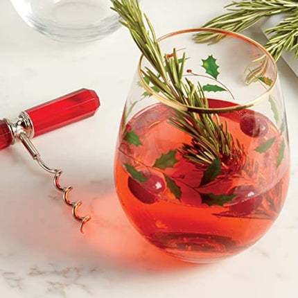 Lenox Holiday 4-Piece Stemless Wine Glasses, 14 oz