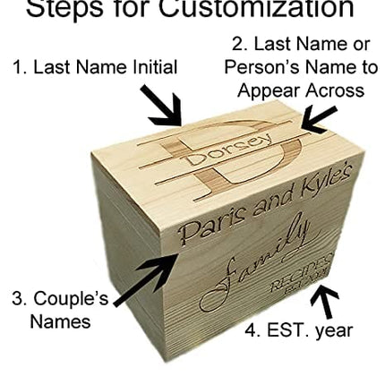 LGU(TM Monogrammed Personalized Custom Family Recipe Box Wood Box
