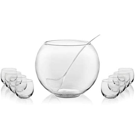 Libbey Selene Punch Bowl Set with 8 Punch Glasses, Punch Bowl and Ladle, Clear