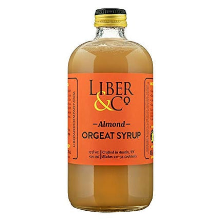 Liber & Co. Almond Orgeat Syrup (17 oz) Made with Whole, Roasted Almonds
