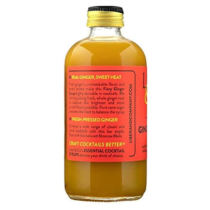 Liber & Co. Fiery Ginger Syrup (9.5oz) Made with Peruvian Ginger Root