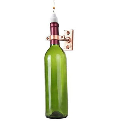 Lily's Home Bar Wall Mount Single Wine Bottle Display Holder, Industrial Design with Mounting Hardware, Works with Wine or Liquor Bottles, Copper Finish (4-1/2” x 1-3/8” x 2-3/4”)