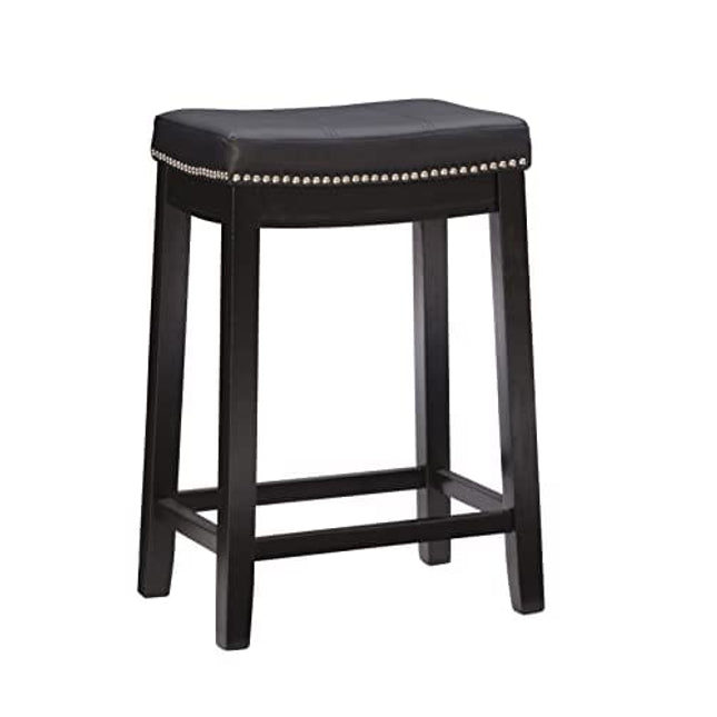 Linon Claridge Counter Stool, Black, 26" x 18" x 12.75"