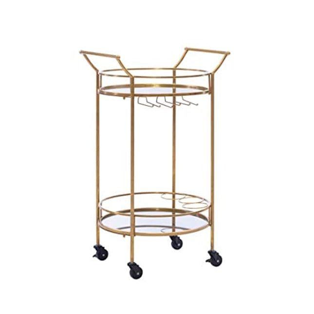 Linon Round Bar Cart, Gold