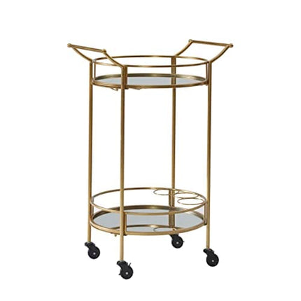 Linon Round Bar Cart, Gold