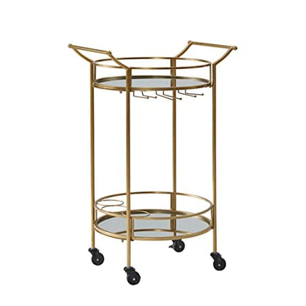 Linon Round Bar Cart, Gold