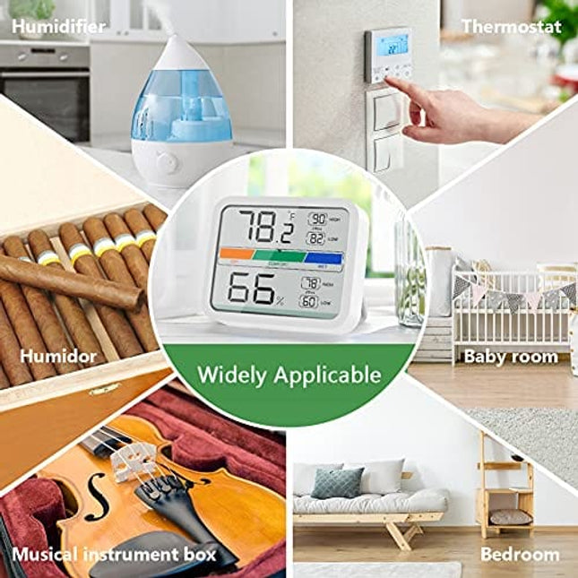 LIORQUE Hygrometer Indoor Thermometer, Room Humidity Gauge with Temperature, Digital Temperature and Humidity Monitor with Min and Max Records Indicator for Home Garage Greenhouse Wine Cellar