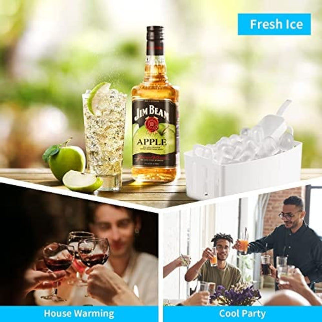 LITBOOS Countertop Ice Makers,26Lbs/24H Stainless Steel Ice Machine Maker,Portable Ice Machine with Ice Scoop and Basket,9 Cubes Ready in 7 Mins,2 Sizes of Bullet Ice for Home Kitchen Office Bar Party