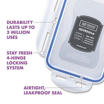 LocknLock Easy Essentials Food Storage lids/Airtight containers, BPA Free, 10 Piece - Square, Clear