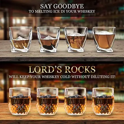 Whiskey Gifts for Fathers Day Men – 6 Whiskey Stones 2 Whiskey Shot Glasses 2.7 Ounce Wood Box and Velvet Pouch Cold Stones for Scotch, Whiskey, Bourbon, Tequila, Vodka, Rum, Wine