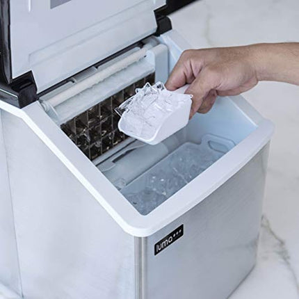 Luma Comfort Clear Ice Cube Maker Machine | First Cubes In 15 Minutes, 28 lbs. of Ice in 24 Hours | Countertop Portable Design in Stainless Steel - IM200SS