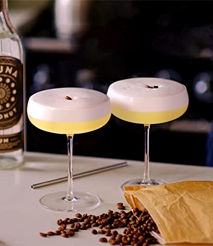 Coupe Cocktail Glass | Set of 2 | 8 oz | Hand-Blown Crystal Martini Glasses | Unique Art Deco Cocktail Glasses for Pisco Sour, Martini, Champagne