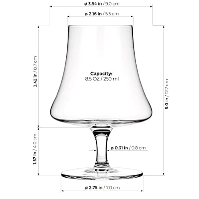 LUXBE - Bourbon Whiskey Brandy Crystal Glasses Goblet Snifter, Set of 4 - Handcrafted LeadFree Glass - Great for Spirits Drinks - Scotch Cognac - 8.5oz - 250ml