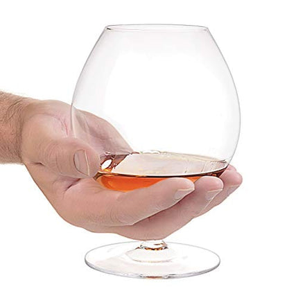 Luxbe - Brandy & Cognac Crystal Glasses Snifter, Set of 4 - Large Handcrafted - 100% Lead-Free Crystal Glass - Great for Spirits Drinks - Bourbon - Wine - 25.5-ounce