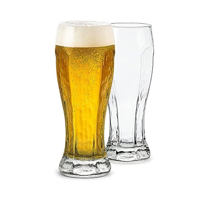 LUXU Beer Glasses, Hexagon Shape Pilsner Glasses set of 2,16oz Crystal Craft Wheat Beer Glasses,Lead-free Weizen vase for Drinking LAGER,Pint glasses for ALE,Premium IPA glasses,Great Gift Idea.