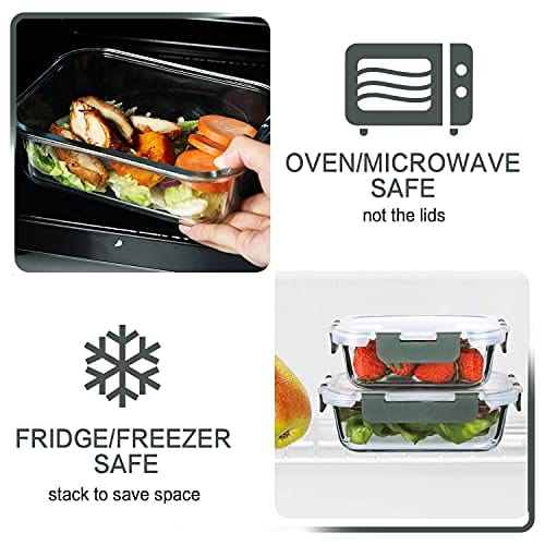 Leak Proof Glass Meal Prep Container with Steam Release Valve for Microwave  Oven Dishwasher and Fridge