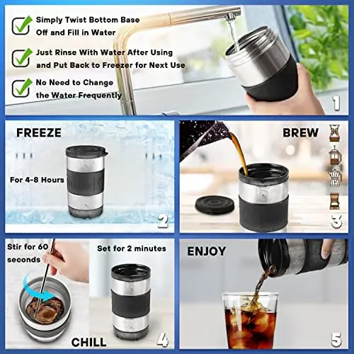 HyperChiller Patented Coffee/Beverage Cooler, Ready in One Minute, Use for  Coffee, Iced Tea, Juices, Wine & other Spirits, 12.5 OZ, Mint 