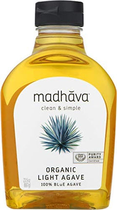 MADHAVA Organic Light Agave, 100% Pure Organic Blue Agave Nectar | Natural Sweetener, Sugar Alternative | Vegan | Organic | Non GMO | Liquid Sweetener | 23.5 Ounce (Pack of 6)