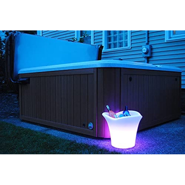 Napa: 16 Inch Color Changing LED Light Ice Bucket; Wireless, Rechargeable Outdoor Patio Pool Ice Bucket Drink Cooler - Up to 20 Hours of Ambient Light