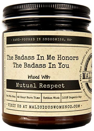 Malicious Women Candle Co - The Badass in Me Honors The Badass in You, Lemon Drop Martini Infused with Mutual Respect, All-Natural Soy Candle, 9 oz