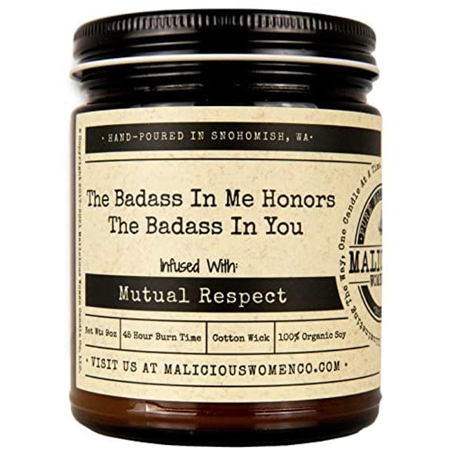 Malicious Women Candle Co - The Badass in Me Honors The Badass in You, Lemon Drop Martini Infused with Mutual Respect, All-Natural Soy Candle, 9 oz
