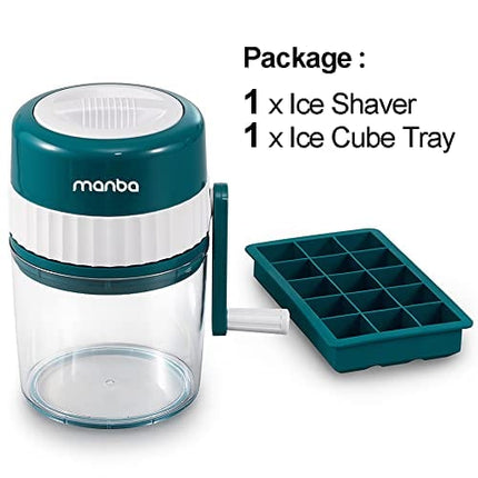 MANBA Ice Shaver and Snow Cone Machine - Premium Portable Ice Crusher and Shaved Ice Machine with Free Ice Cube Trays - BPA Free