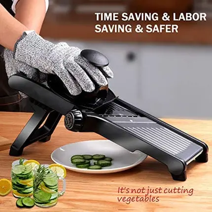 Masthome Professional Mandoline Slicer Stainless Steel Adjustable Blade,Food Cutter for Vegetable Fruit Cheese,Kitchen Food Blade Onion Cutter with Food Holder and Cut Resistant Glove