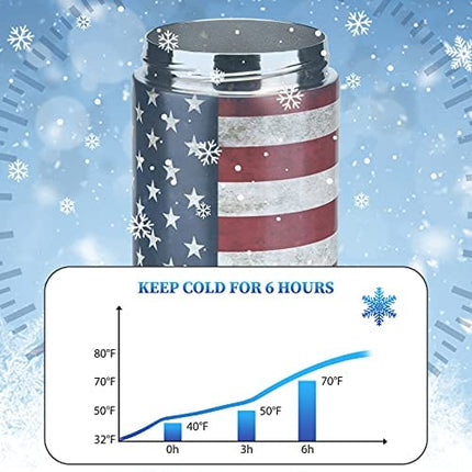 Maxso Slim Can Cooler, 4-in-1 Double Walled Stainless Steel Insulated Beer Can Holder, Works With All 12 Oz Cans,Bottles & As A Pint Cups - America Flag