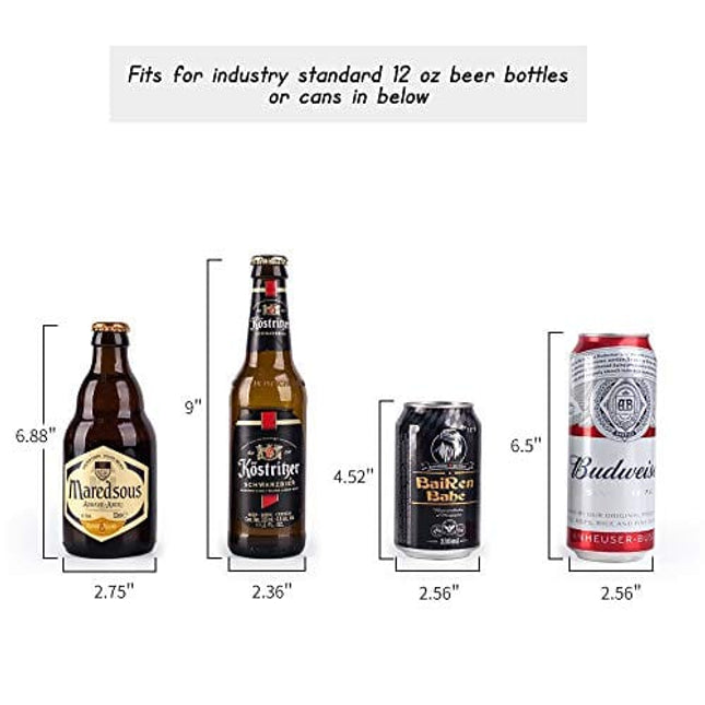 Mealivos Wooden Bottle Caddy, 6-Pack Beer Carrier with Built-In Metal Bottle Opener, Beer Buckets for 6 Beers