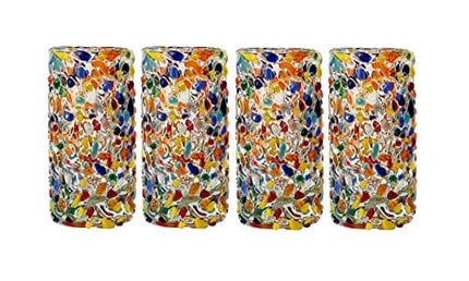 MEXTEQUIL - Authentic Mexican Tequila Shot Glasses - Tequila Set of shot glasses - 4 pcs - 2 Oz - Mexican Hand Blown Shot Glass (Confetti)