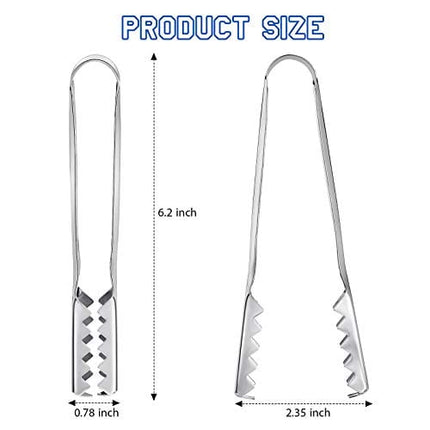 Mimorou 2 Pieces 6.2 inch Stainless Steel Ice Tongs for Ice Bucket Ice Cube Serving Tongs with Teeth for Cocktails Whiskeys Kitchen Food Serving