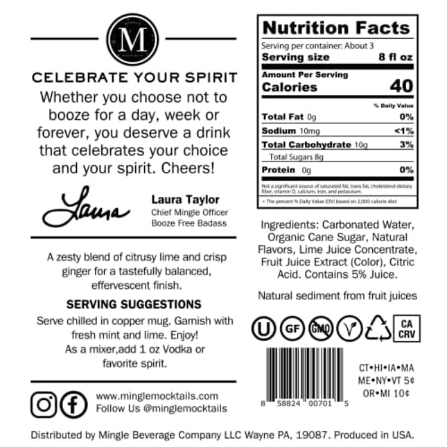 Mingle Mocktails Non Alcoholic Cocktails - 750ml Bottle (Moscow Mule, Single Bottle)