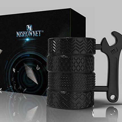 MISHOWNET Tire Coffee Tea Mug Gift for Car Lovers Mechanics Car Enthusiasts Christmas Gifts for Man Birthday Gift