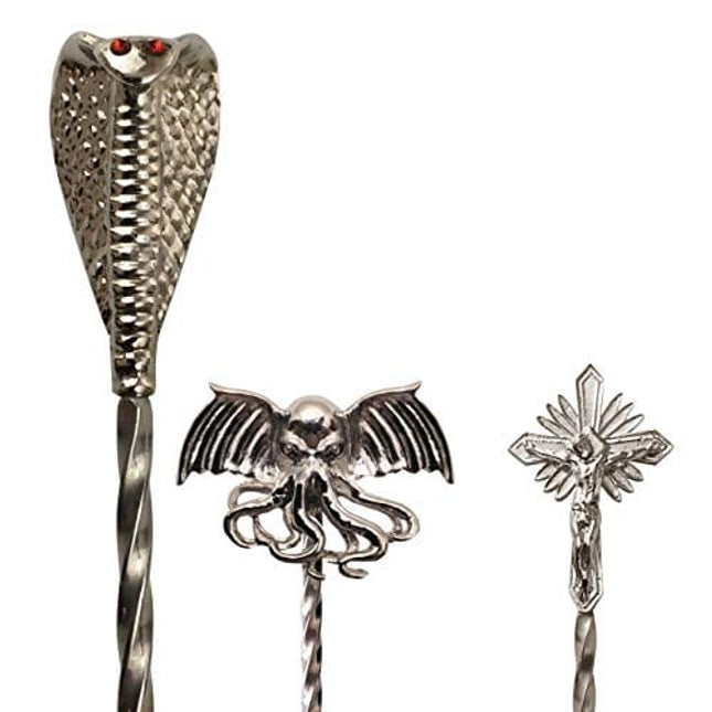 Cocktail Shaker Bar Spoon, Glass Pitcher Stirring Spoon, Long Stainless Steel Cobra Mixing Spoon, Dishwasher Safe (Cobra)