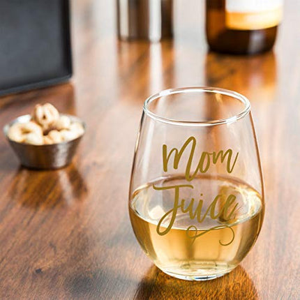 Momstir Mom Juice Funny Wine Glass 15oz for Mammas - Mother's Day All Year Round - Elegant Libbey Tumbler
