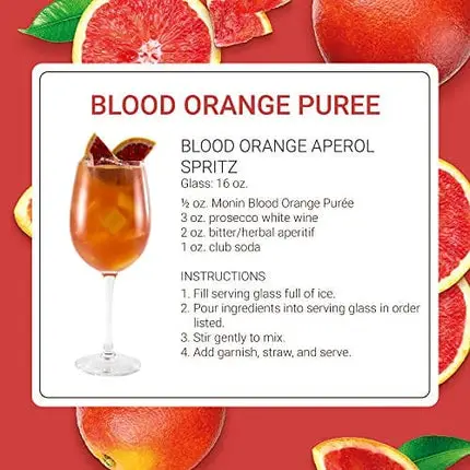 Monin - Blood Orange Puree, Tart, Juicy Citrus Taste, Great for Lemonades, Cocktails, and Culinary Creations, Vegan, Gluten-Free (1 Liter)