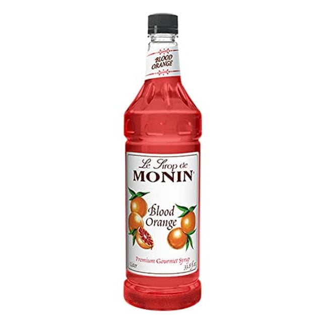 Monin - Blood Orange Syrup, Berry Citrus Flavor, Natural Flavors, Great for Cocktails, Mocktails, and Lemonades, Non-GMO, Gluten-Free (1 Liter)