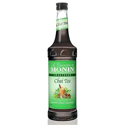 Monin - Chai Tea Concentrate, Spiced Green Tea Flavor, Natural Flavors, Great for Spiced Chai Teas, Coffee Drinks, Dessert Cocktails, and Other Culinary Creations, Non-GMO, Gluten-Free (750 ml)