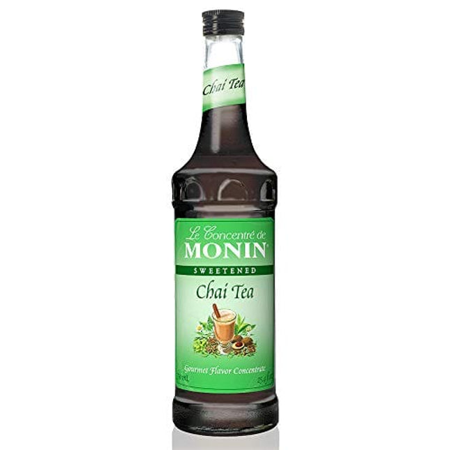 Monin - Chai Tea Concentrate, Spiced Green Tea Flavor, Natural Flavors, Great for Spiced Chai Teas, Coffee Drinks, Dessert Cocktails, and Other Culinary Creations, Non-GMO, Gluten-Free (750 ml)