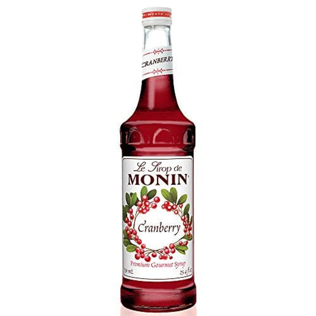 Monin - Cranberry Syrup, Tangy and Sweet Berry Flavor, Natural Flavors, Great for Margaritas, Cocktails, Hot and Cold Berry Teas, Lemonades, and Sodas, Non-GMO, Gluten-Free (750 ml)