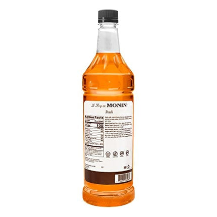 Monin - Peach Syrup, Fresh and Juicy Flavors, Great for Iced Teas, Lemonades, and Sodas, Non-GMO, Gluten-Free (1 Liter)