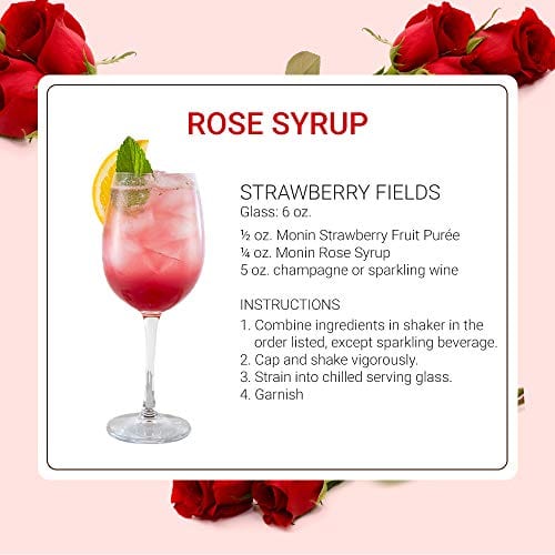 Monin Rase Syrup Monin - Rose Syrup, Elegant and Subtle, Great for Cocktails, Mocktails ...