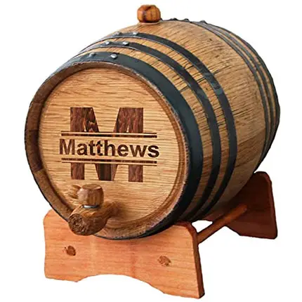 Custom Whiskey Barrel - Personalized Wine Barrel - Engraved Mini Oak Aging Cask - Classic Design (1 Liter Barrel)