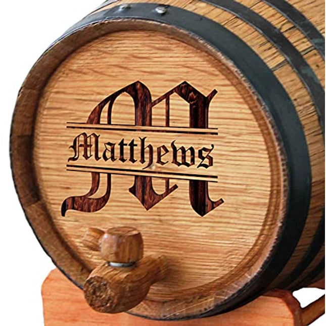 Custom Whiskey Barrel - Personalized Wine Barrel - Engraved Mini Oak Aging Cask - Classic Design (1 Liter Barrel)