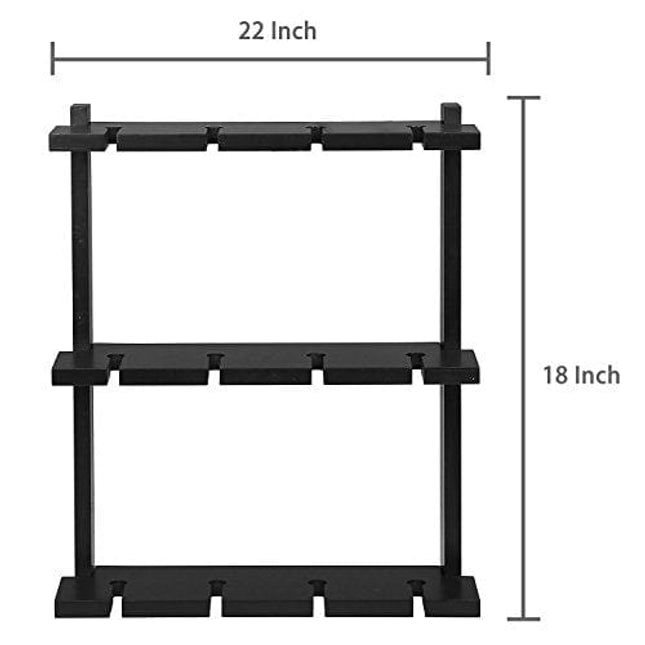 MyGift Wine Glass Rack - Wall-Mounted Black Wood Stemware Rack, 12 Glassware Holder Rack, Wine Glasses Storage Hanger for Bar Kitchen