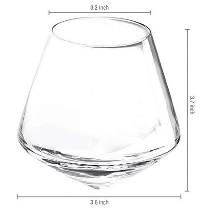 MyGift Tilted Crystal Whiskey Glasses Set of 4 Tumblers, Old Fashioned Scotch & Bourbon Glass, Includes Gift Box