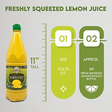 2 Pack 100% Lemon Juice Freshly Squeezed NO Added Water 33.8oz Not From Concentrate - Appx 40 Freshly Squeezed Lemons in Each Bottle - Kosher Food - Kosher Select