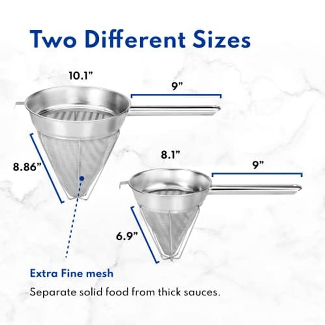 New Star Foodservice 38071 Stainless Steel Reinforced Bouillon Strainer, 8-Inch