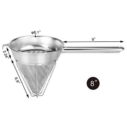 New Star Foodservice 38071 Stainless Steel Reinforced Bouillon Strainer, 8-Inch