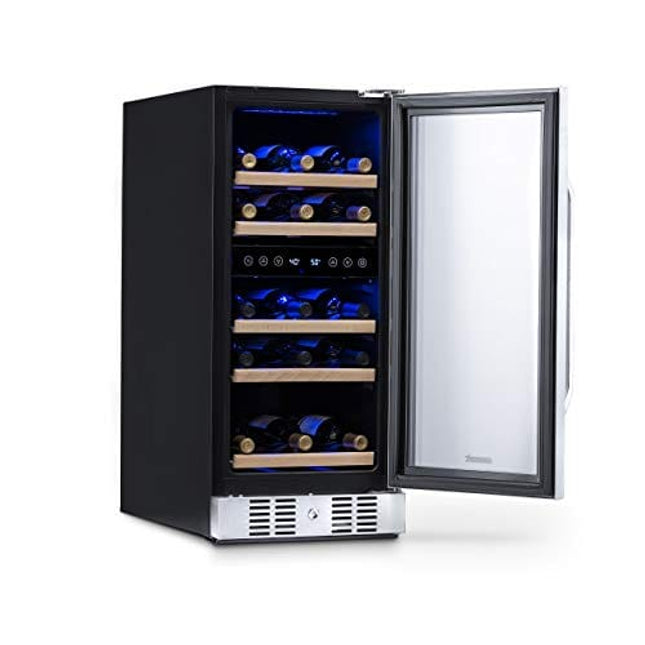NewAir 15" Built-in 29 Bottle Dual Zone Wine Fridge, Stainless Steel